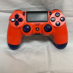 Sony Orange And Blue PS4 Controller ( Missing Rubber Piece On The Sticks )