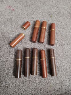 Wooden containers, misc pocket storage - sewing needles, pills, toothpicks