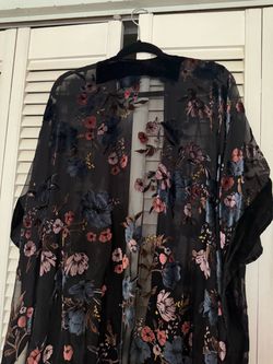Black Floral Sheer Kimono Cardigan