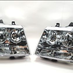 HEADLIGHTS FOR 07-14 CHEVY SUBURBAN TAHOE CHROME 