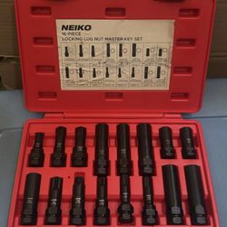 NEIKO Tools SAE and Metric Wheel Lock Removal and Lug Nut Key Set 16 Piece