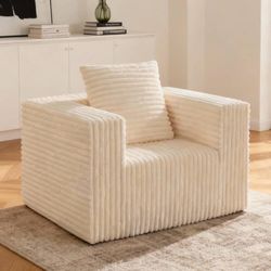 Brand New Small Corduroy Single Cloud Sofa (Beige)