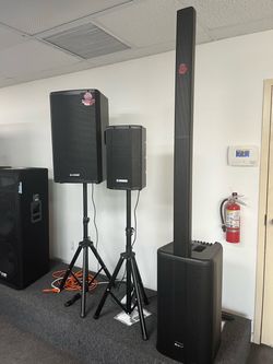 PA Speaker System with Column Tower and Stands