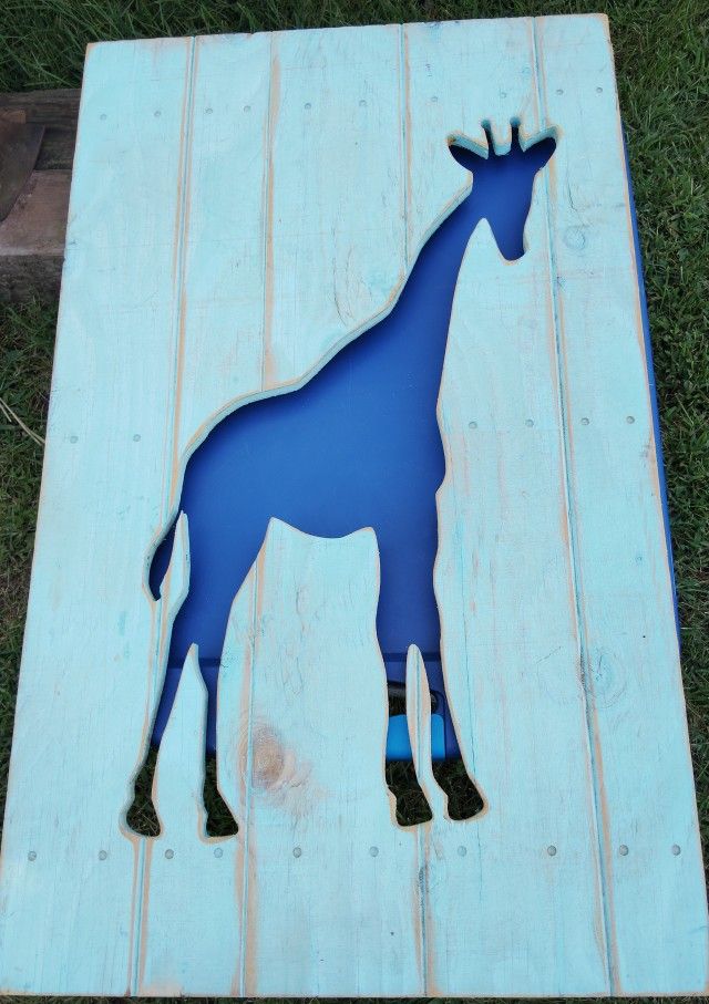 $15 Light Blue Cut Out Giraffe Wall Hanging