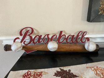 Baseball And Bat Decorative Wall Art - Aluminum