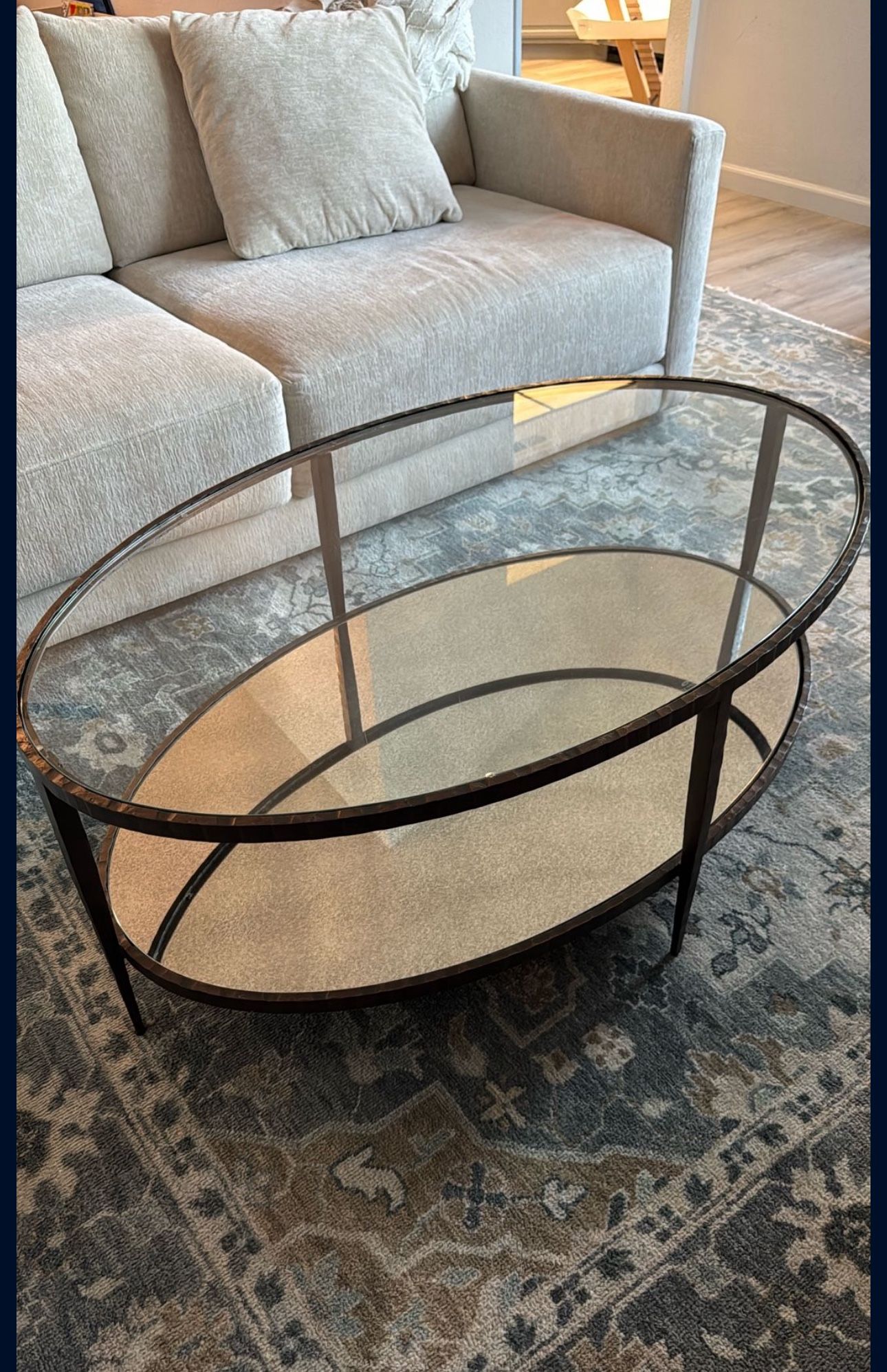 Elegant Crate & Barrel Glass Coffee Table For Sale! Like New