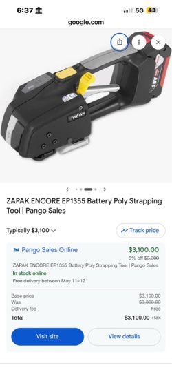 ZAPAK ENCORE EP1355 Battery Poly Strapping Tool