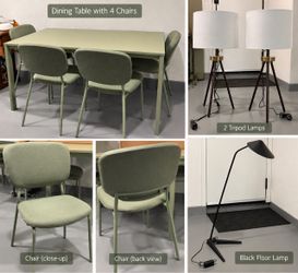 Modern Dining Set + 3 Floor Lamps