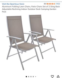 Chairs - Set of 2 Aluminum Folding Lawn/Patio Chairs