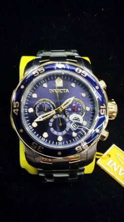 Invicta - Pro Diver Watch - Blue, Gold, and Silver - All Stainless Steel - 200m