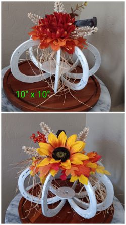 Horseshoe and Railroad Tie Nail Fall Decor. Adorable and Fun Table Decor. $29 for both
