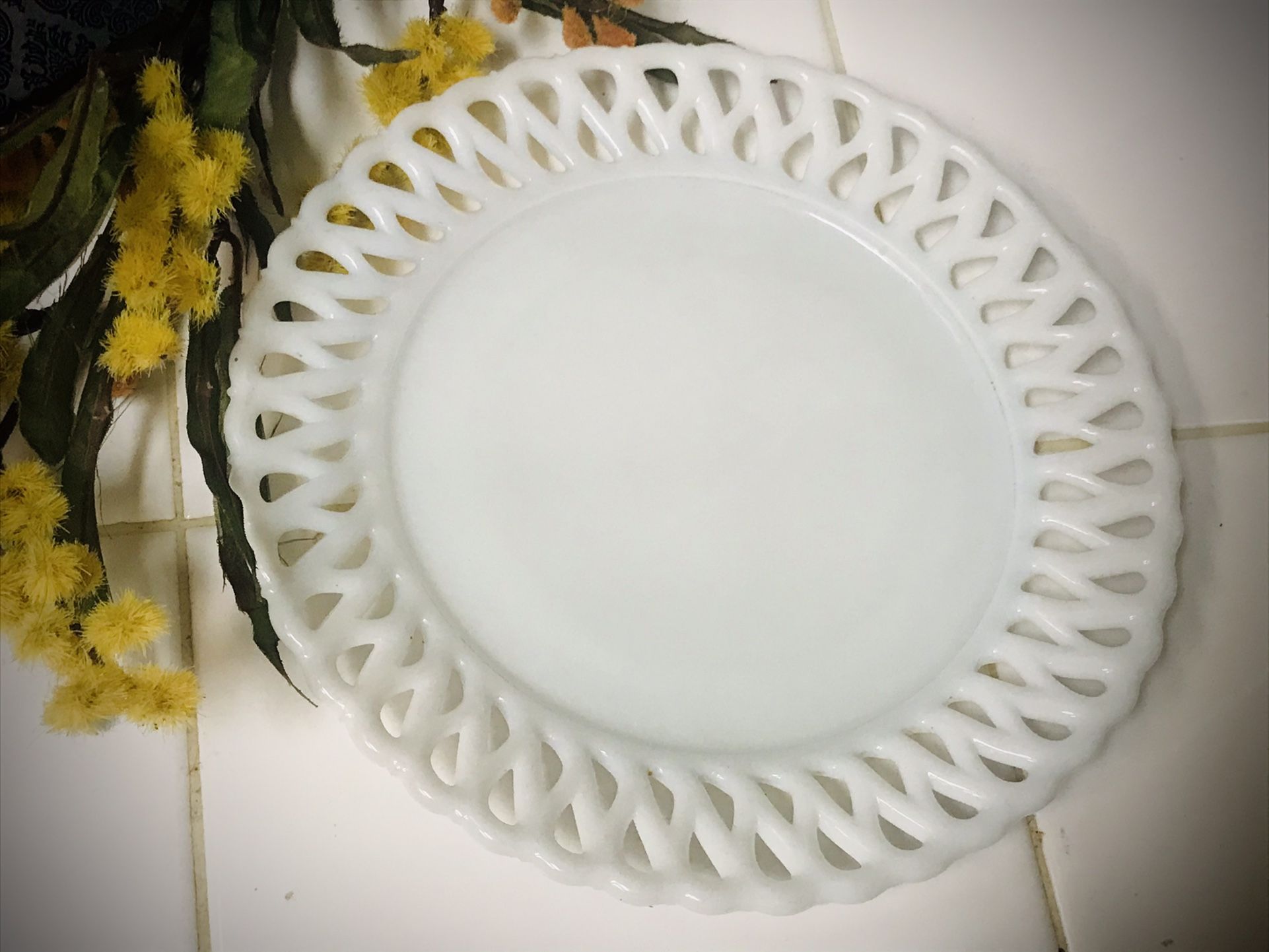 Vintage Milk Glass Dessert Plate
