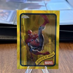 2025 Tops Chrome Marvel #101 Spider-Man Yellow Lava Refractor 