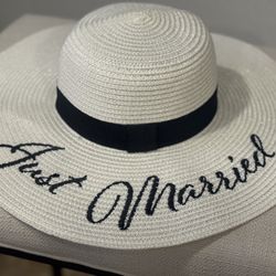 Just Married Wide Brim Hat