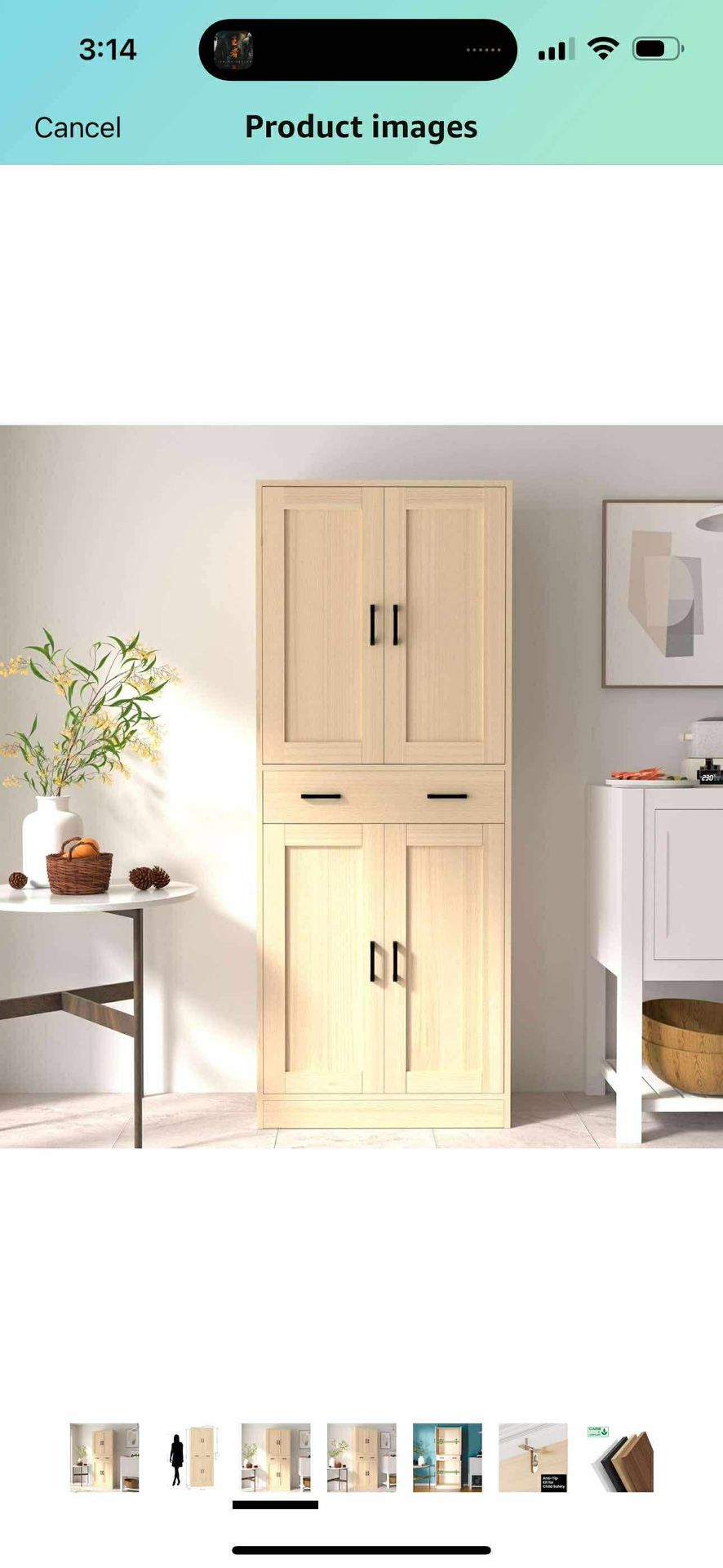 Oak Kitchen Pantry, 71" Tall Storage Cabinet with Doors and Drawer for Kitchen, Hallway, Office
