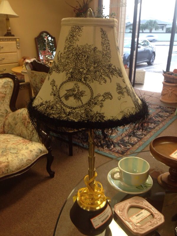 Black/White/Gold Lamp with Shade