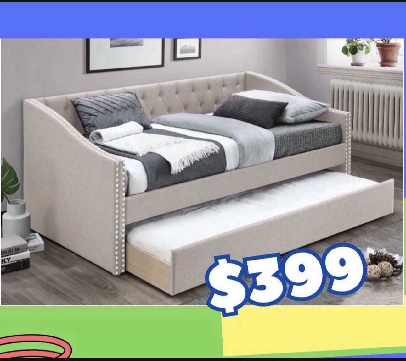 Brand New In Box Day Bed W/ Slats + Trundle And 2 Mattresses. Pick Up In Long Beach