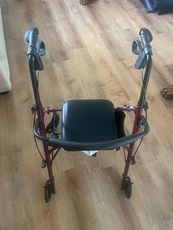 Vive Upright Rollator / stand-up walker with padded forearm supports and seat.