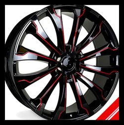 Brand New 26" OE10142 6x139.7 Black Red Milled Wheels