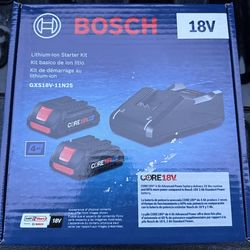 Bosch 18 Volt Lithium Ion Battery Kit 2 Pack (4AH, 4AH, Charger)