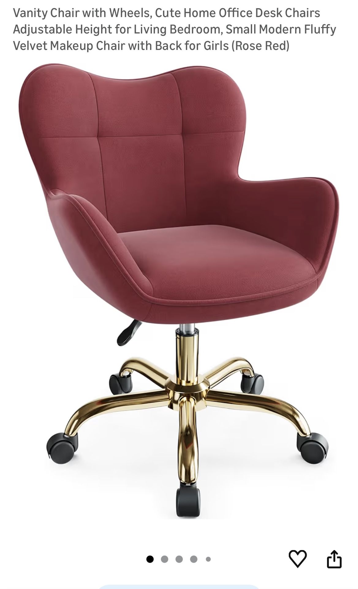 Comfy Vanity/Desk Chair -Rose Red Velvet