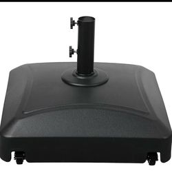 Simple Deluxe 125lb Capacity Fillable Mobile Patio Umbrella Base with 4 Wheels, 2 Locks, 2 Knobs, Black