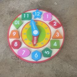 Wooden Toy Clock And Shapes 