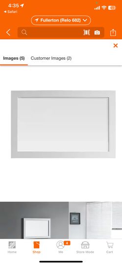 Gigi 36 in. W x 24 in. H Rectangular Framed Wall Mount Bathroom Vanity Mirror in White=Pal-570