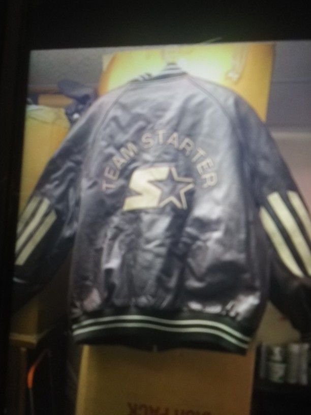 Starter Bomber leather Jacket Brown Size M