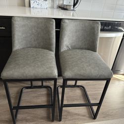 Bar stools, set of 2, gray