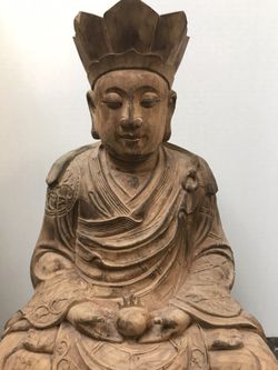 Handcrafted Chinese Yew Wood Statue 紅豆杉木