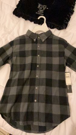 Gray and Black Plaid Flannel Button-Down Shirt