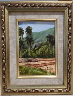 Vintage Zoe Cutié Original Cuban Landscape Oil Painting – Framed