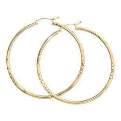 14kt Real Gold Diamond Cut Hoop Earring 45 MM