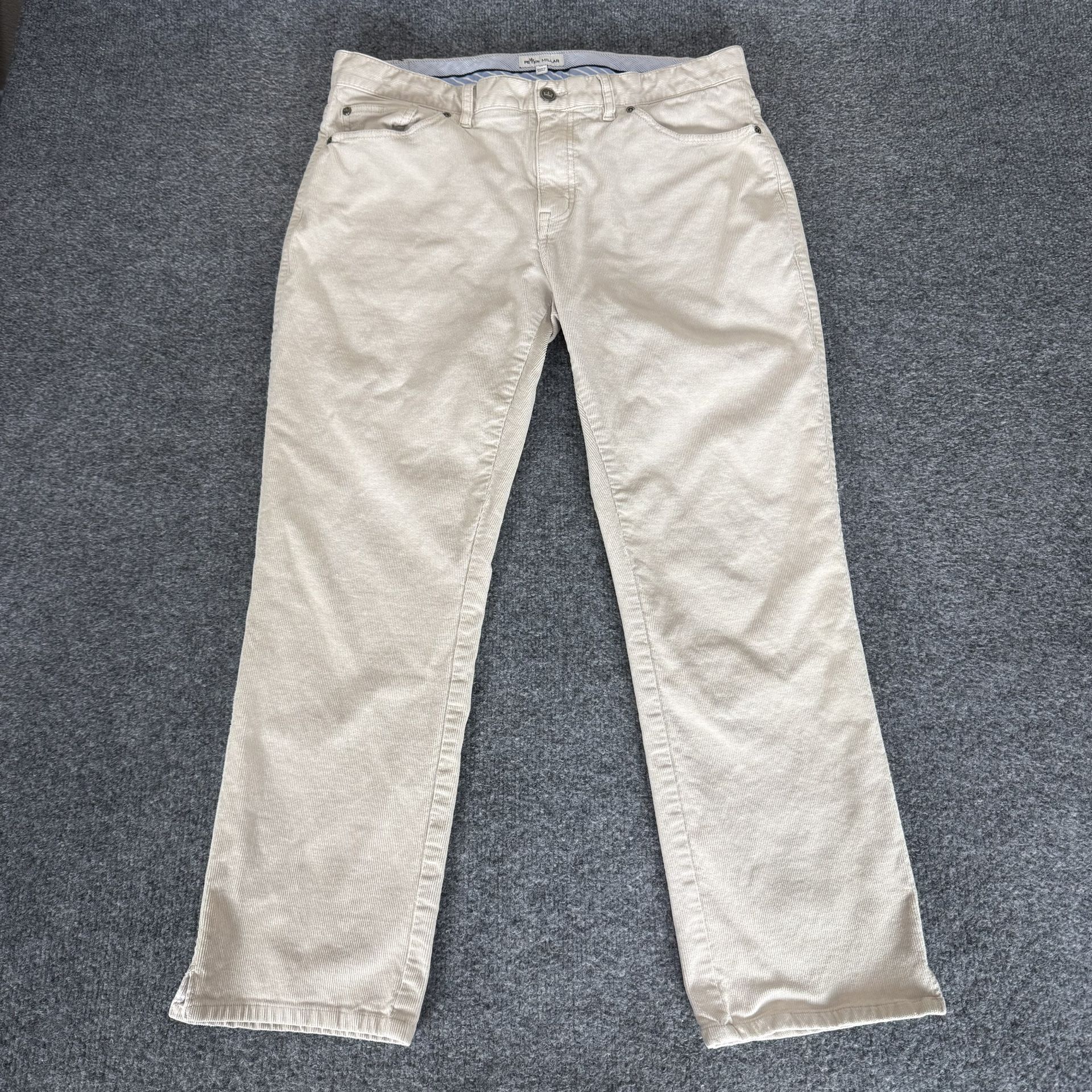 Peter Millar Crown Superior Soft Corduroy 5-Pocket Pants Mens 35 (34x27) Beige