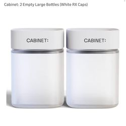 Cabinet - 2 Empty Large Bottles - White RX Caps