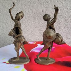 PAIRS AFRICAN TRIBAL BRONZE SCULPTURES BY DERME MOROU