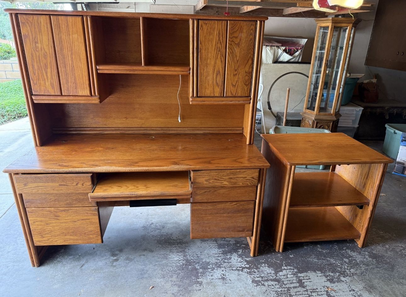 Desk, Hutch And Printer Table 