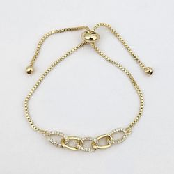 Gold Plated Oval Link Adjustable Bolo Bracelet 