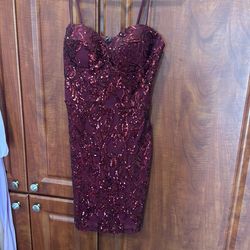 Burgundy mini dress
