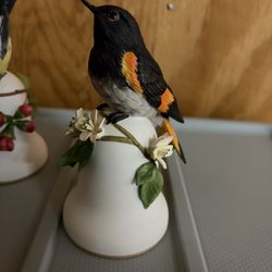 Franklin Mint porcelain American Redstart bird bell