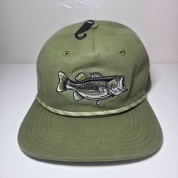 Mad Engine Green Adjustable Baseball Cap One Size Embroidered Bass Outdoor