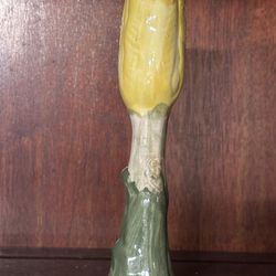 Pottery Veg 6” Single Vase Tulip Yellow Majolica Made In Italy