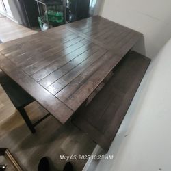 Wooden (6-8 Feet) Table And Bench (3 Stools)