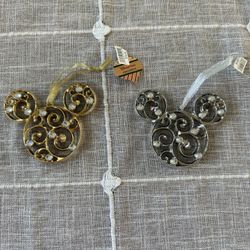 Mickey Mouse Gold And Silver Ornaments 
