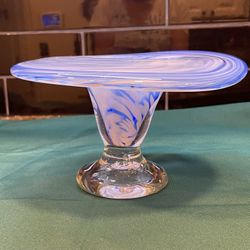 Vintage Beautiful Swirled Console Piece In Blue/white 