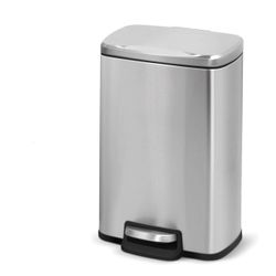 1.3 Gal./5 Liter Rectangular Stainless Steel Step-on Trash Can for Bathroom and Office