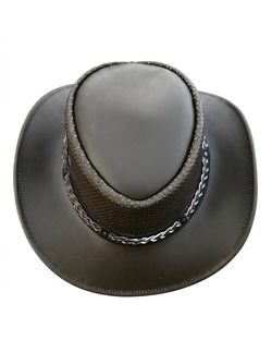 The Breezeway Green Leather Cowboy Hat – Vented Outback Style