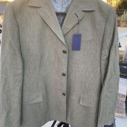 Men’s Sport Coat Blazer Olive Texture Size 48REG