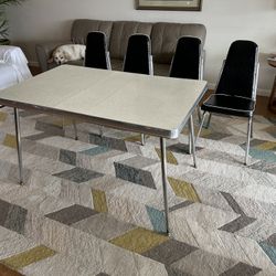 Midcentury Modern Dining Table W/ Leaf & 4 Chairs